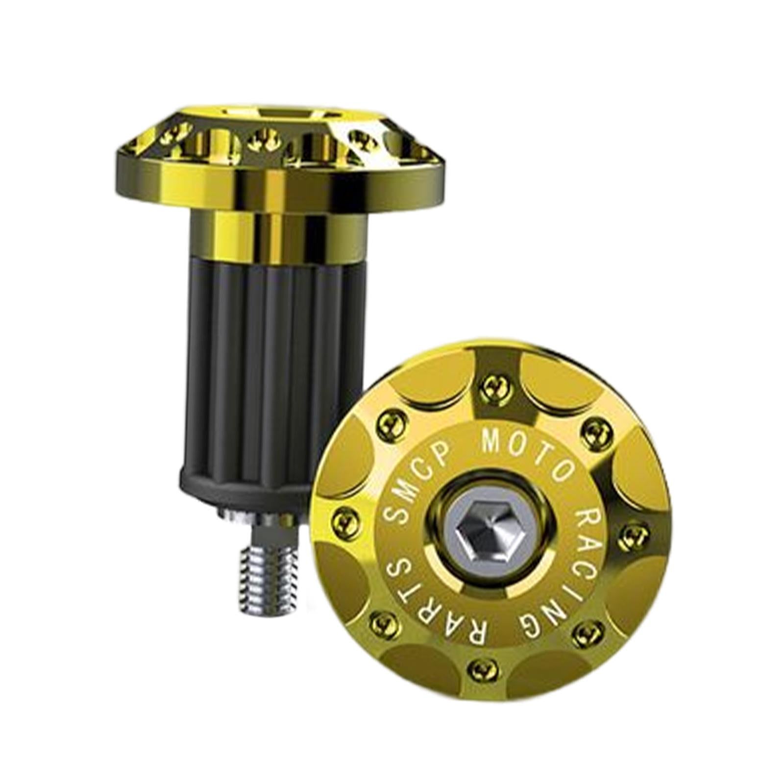 2Pcs Motorcycle Handle Bar End Grips Plug Caps CNC Aluminum Alloy Gold