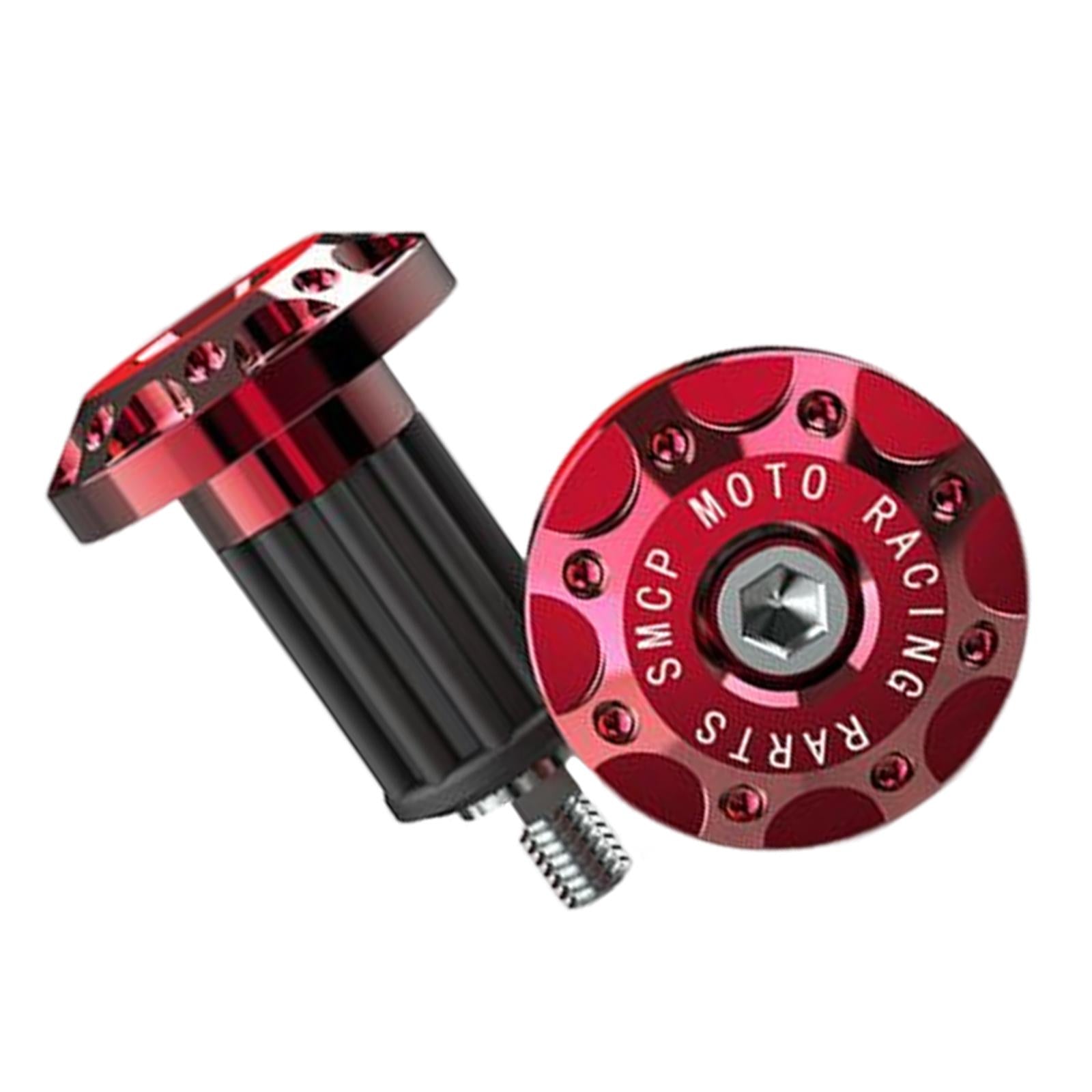 2Pcs Motorcycle Handle Bar End Grips Plug Caps CNC Aluminum Alloy Red