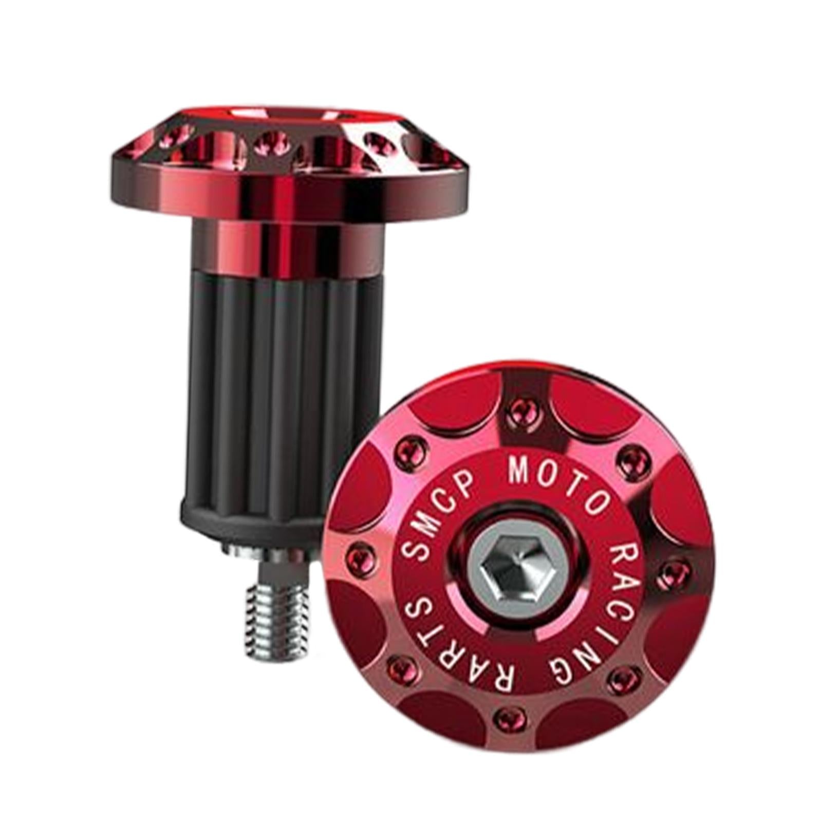 6x2Pcs Motorcycle Handle Bar End Grips Plug Caps CNC Aluminum Alloy Red