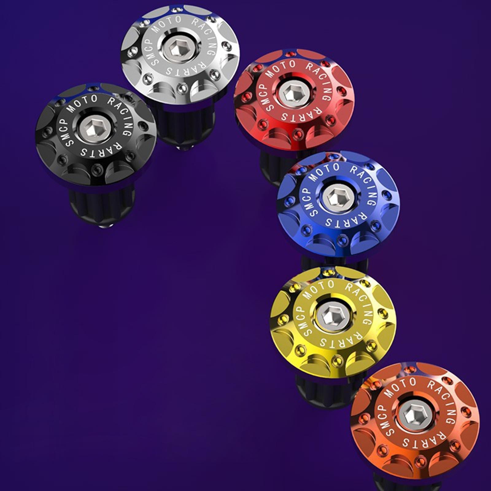 2Pcs Motorcycle Handle Bar End Grips Plug Caps CNC Aluminum Alloy Red