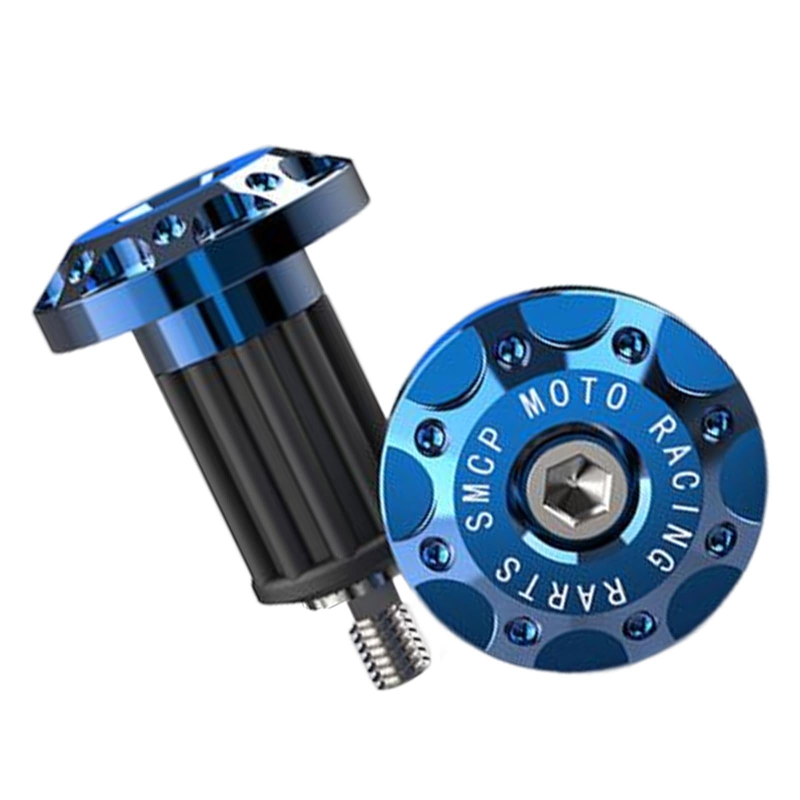 3x2Pcs Motorcycle Handle Bar End Grips Plug Caps CNC Aluminum Alloy Blue