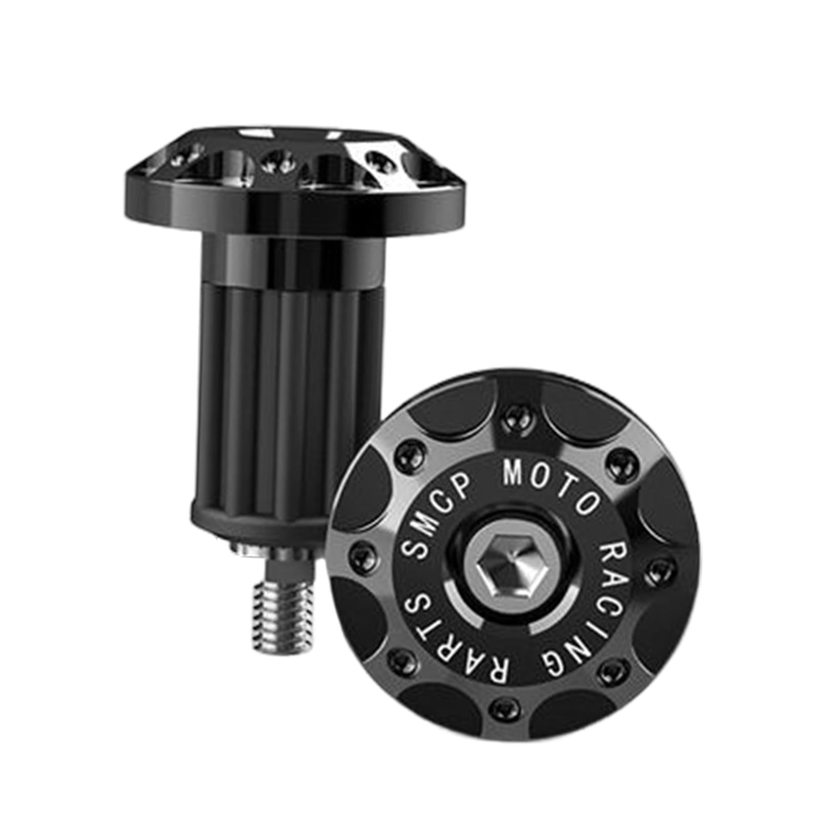 2Pcs Motorcycle Handle Bar End Grips Plug Caps CNC Aluminum Alloy Black