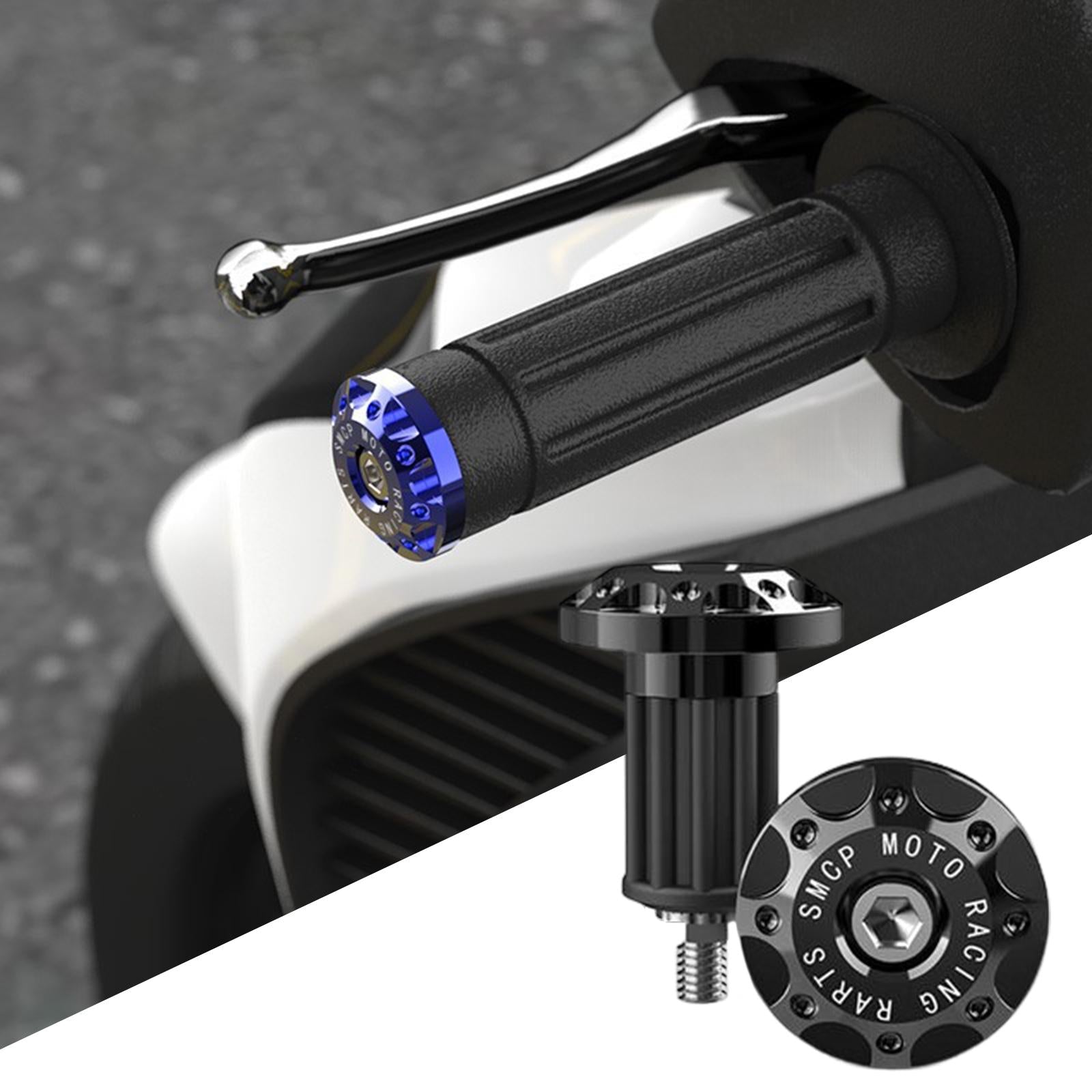 2Pcs Motorcycle Handle Bar End Grips Plug Caps CNC Aluminum Alloy Black