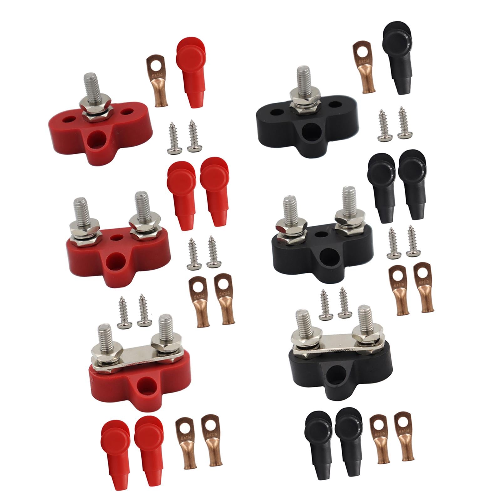 Battery Terminal Block M6 Stainless Steel Heavy Duty for Car RV Truck Red 1x Studs