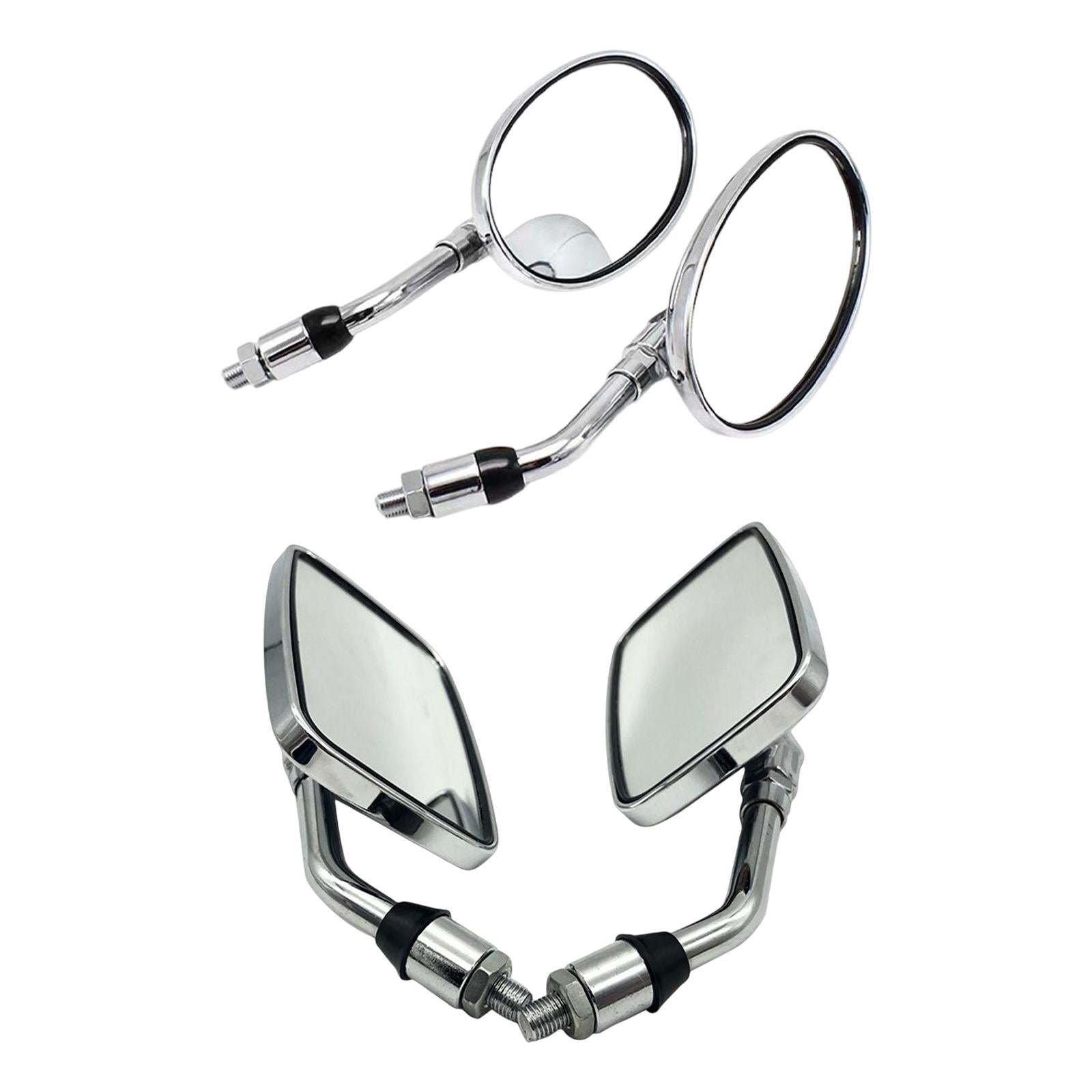Scooters Motorbike Rear View Side Mirrors Chrome Universal 8mm Oval