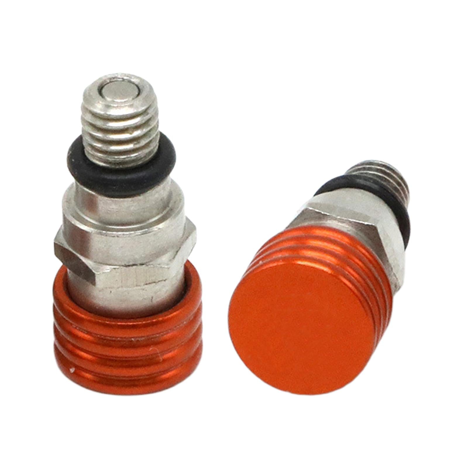 2 Pieces M5 0.8mm Fork Air Bleeder Pressure Valve for Motorbike Durable Orange