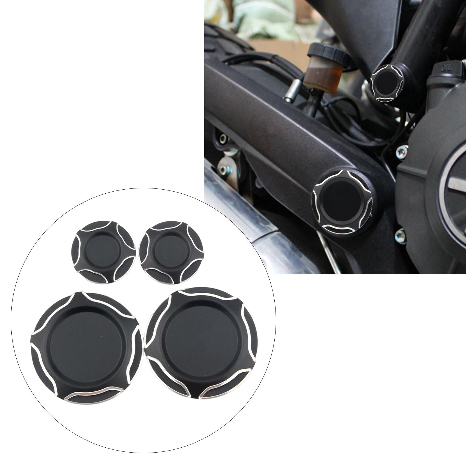 4 Pieces Motorcycle Frame Hole Cap Cover for Ducati Scrambler 400 800 Black