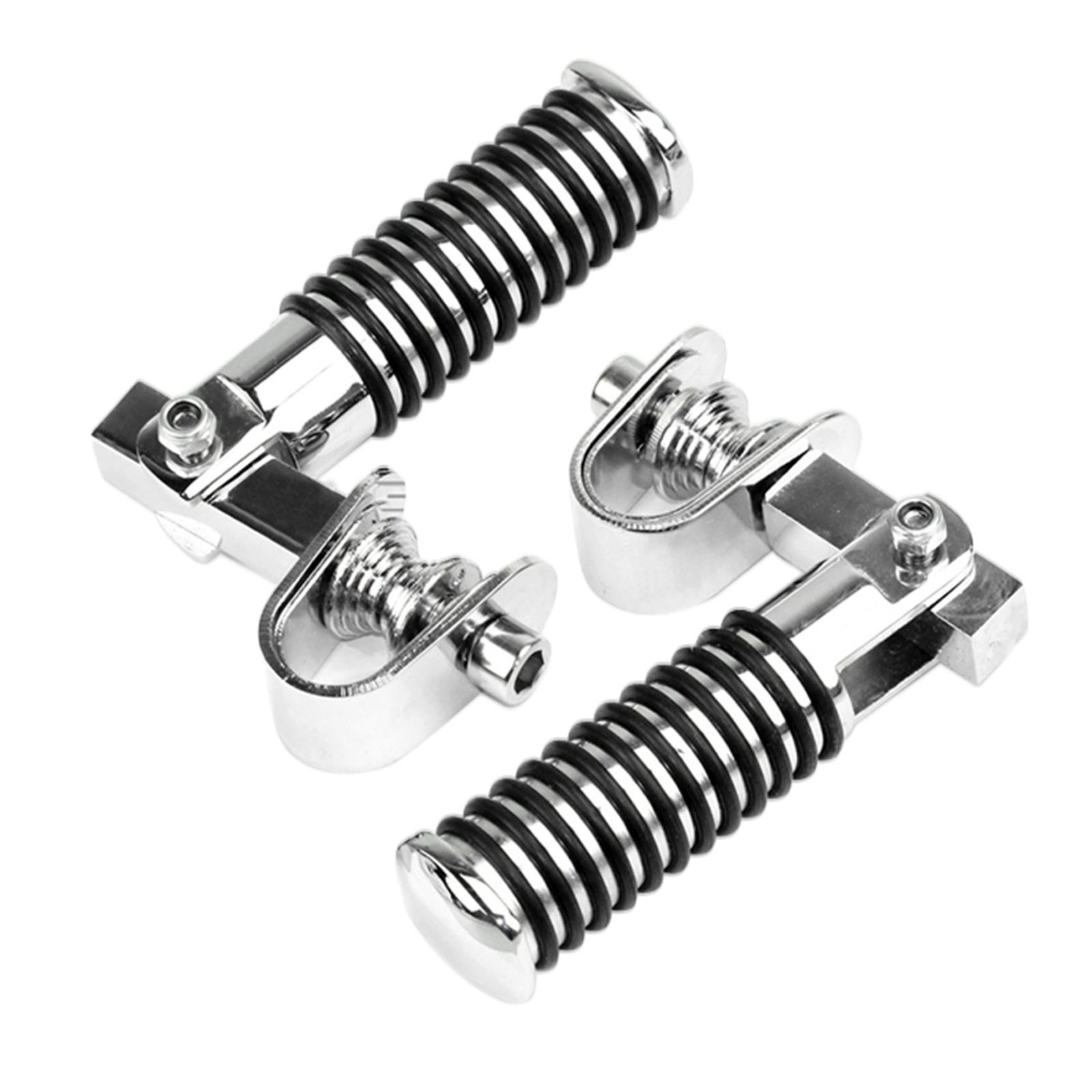 2x Motorcycle 7/8" Crash Bar Highway Footpegs Accessory Universal 22mm Argent