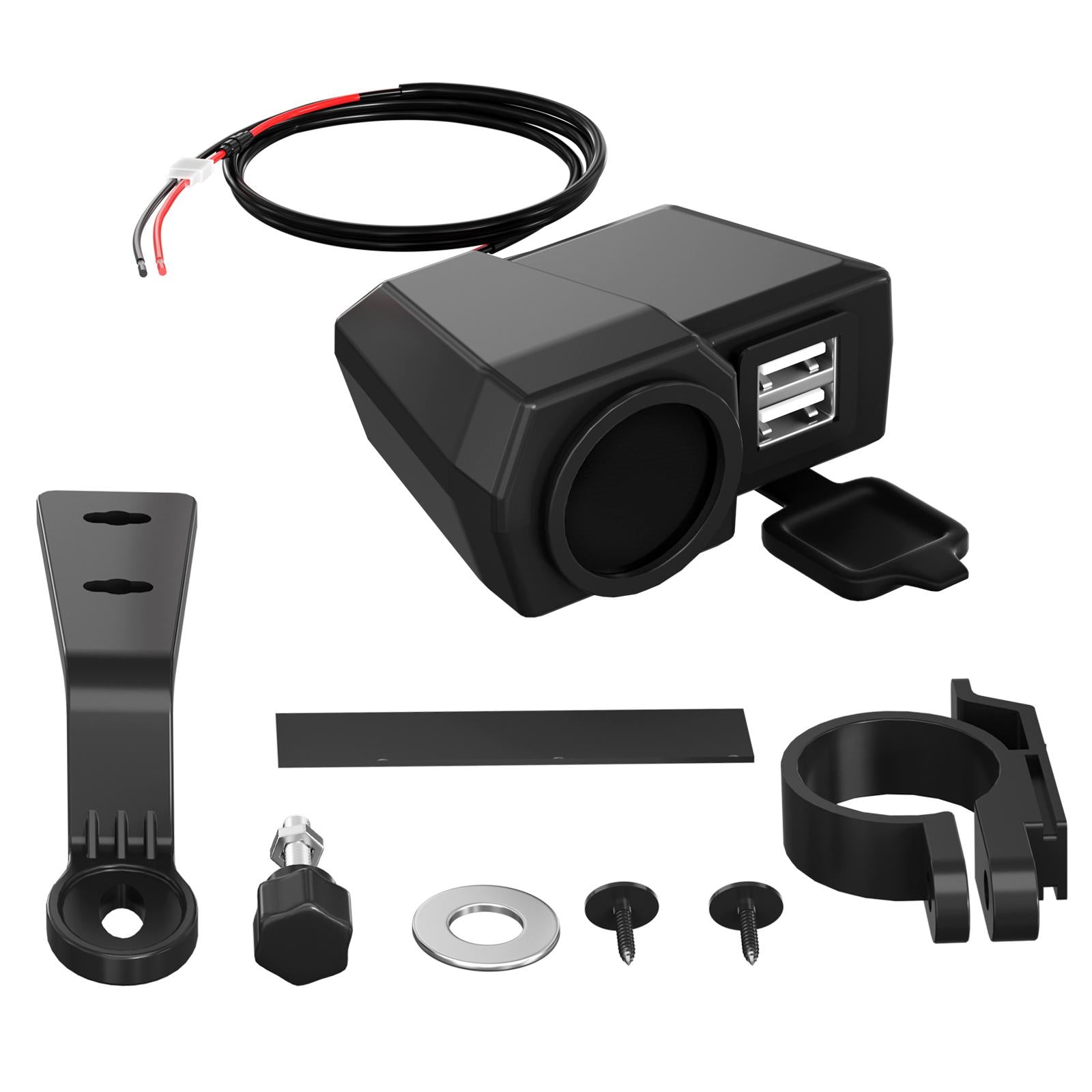 Motorcycle Mounted Charger 2 USB Digital Display Dustproof for GPS