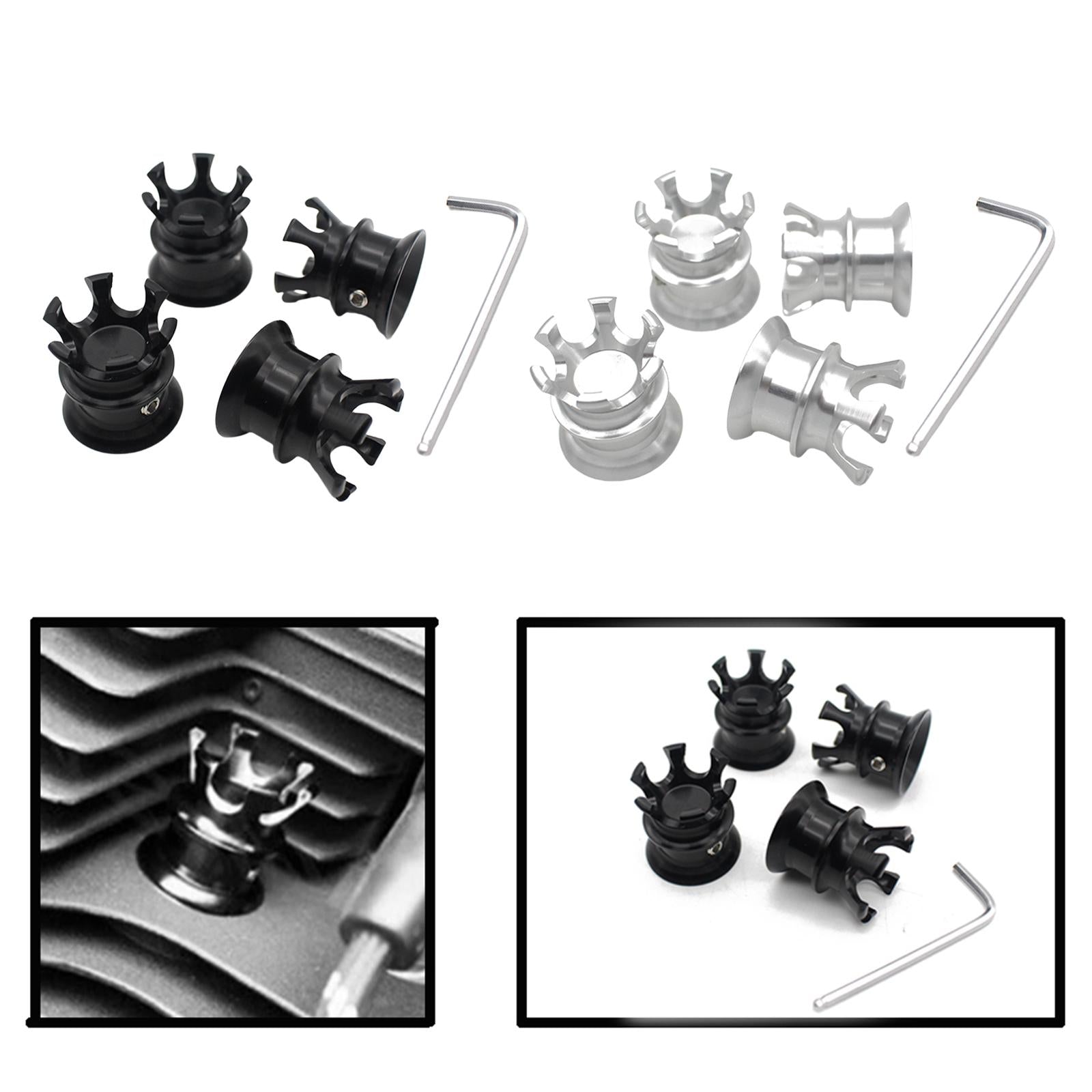4 Pieces Motorcycle Bolt Cover Crown Accessory for Harley Most Twin cam Black