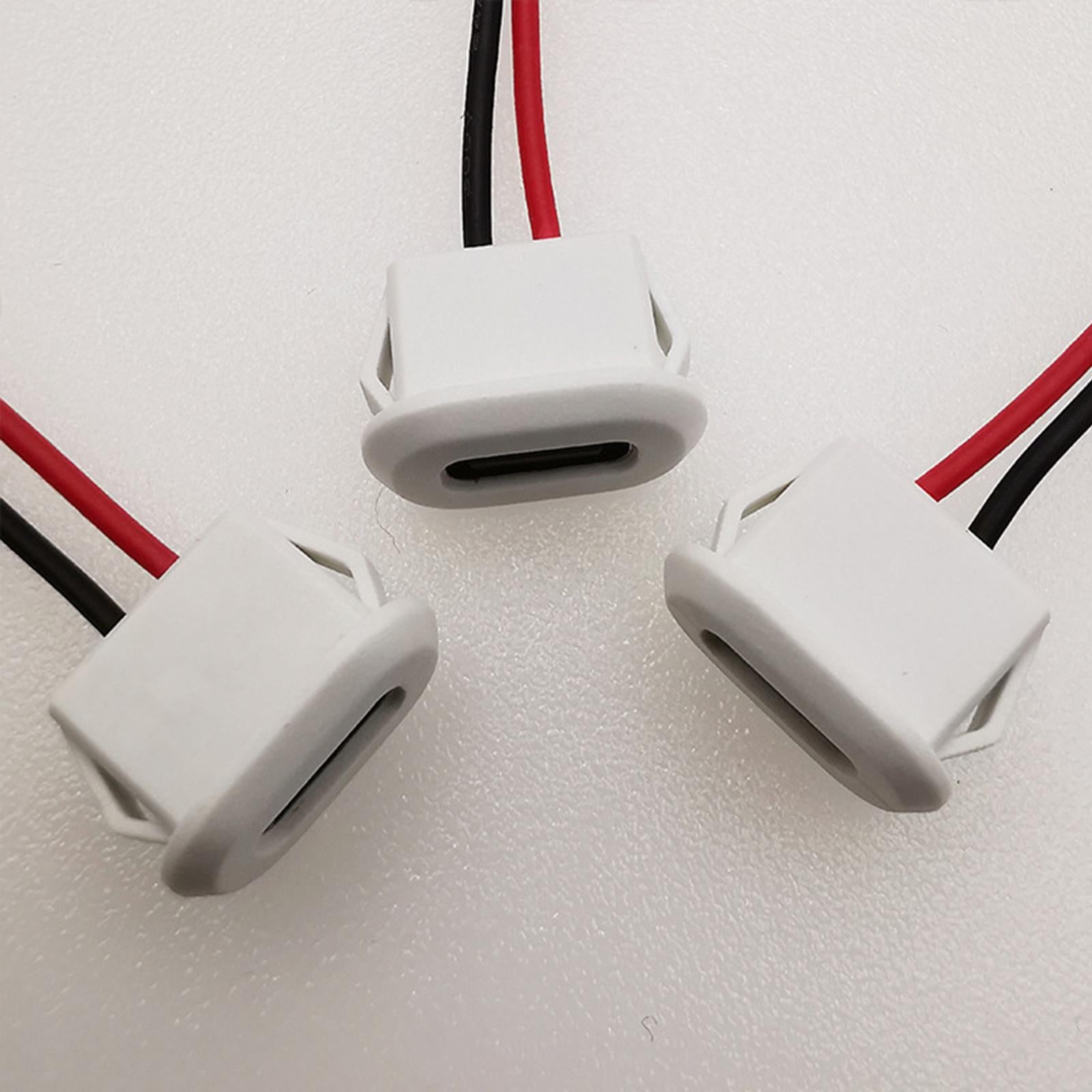 4xUSB C Connector Female Socket Power Cable to 2 Pin Wire Accessory 3A Current White No Terminal