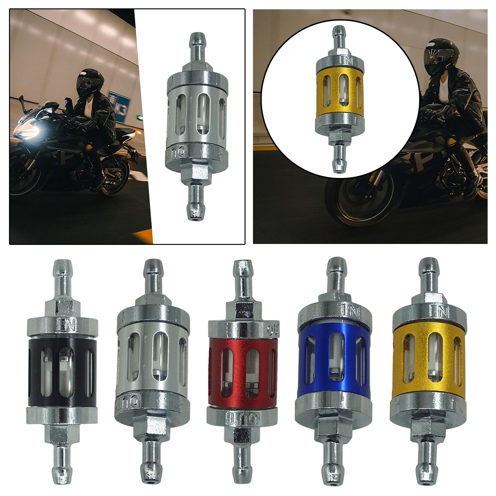 3xMotorcycle Fuel Filter Gasoline Oil Filter Universal Reusable Aluminum Alloy Black