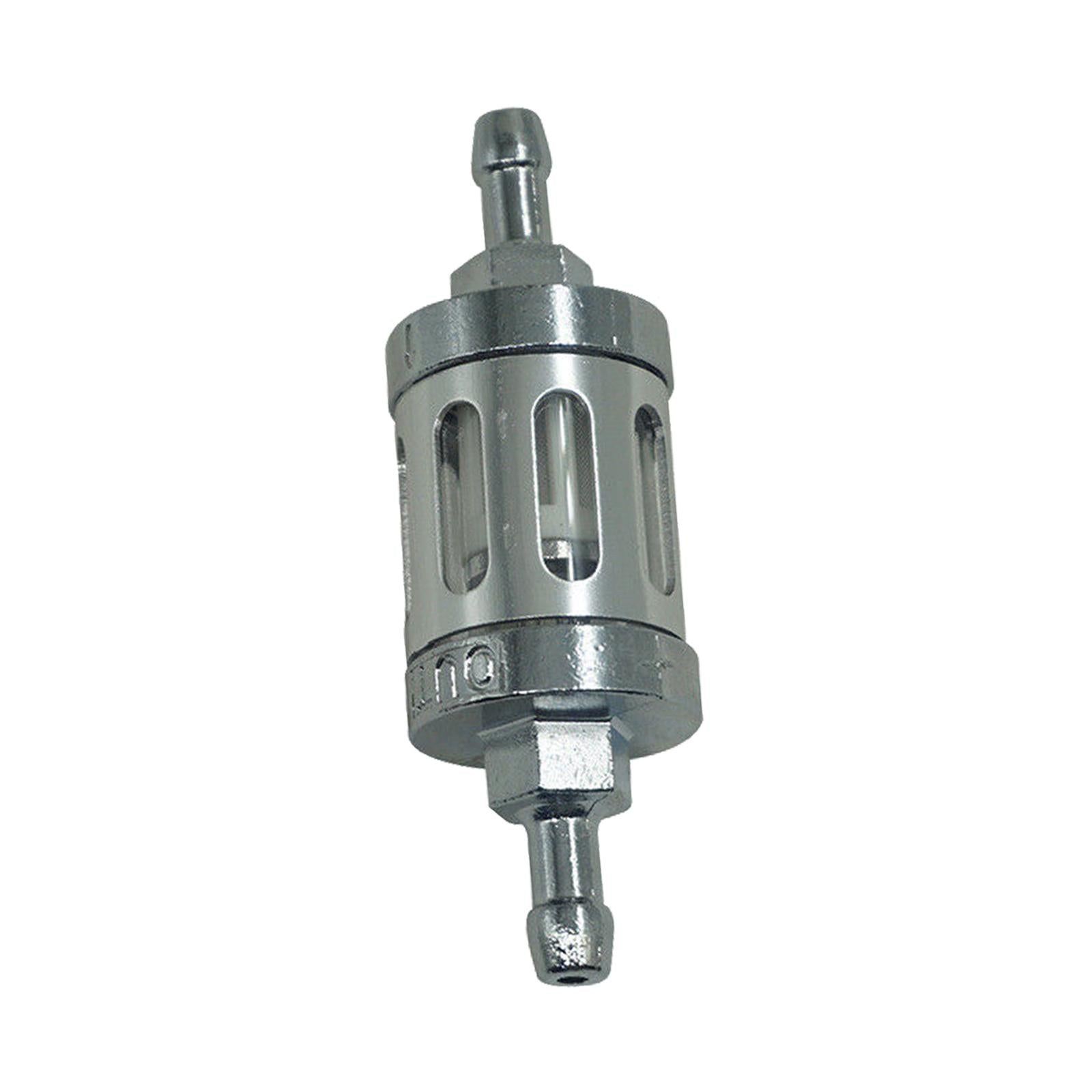 Motorcycle Fuel Filter Gasoline Oil Filter Universal Reusable Aluminum Alloy Silver