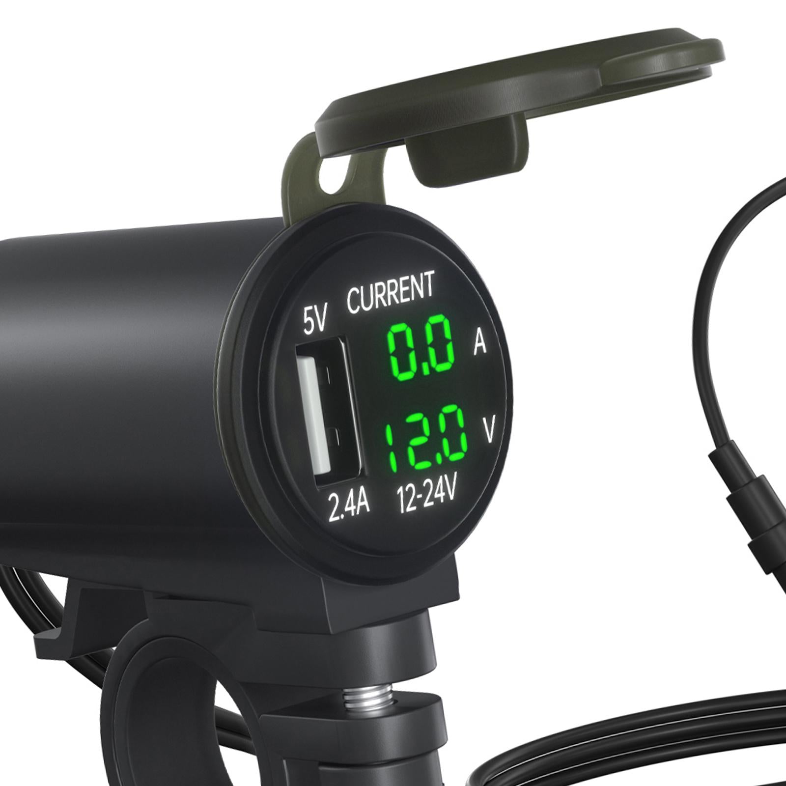 DC12-24V USB Charger USB Car Charger for Motorcycle ATV SUV Marine Boat Green Led