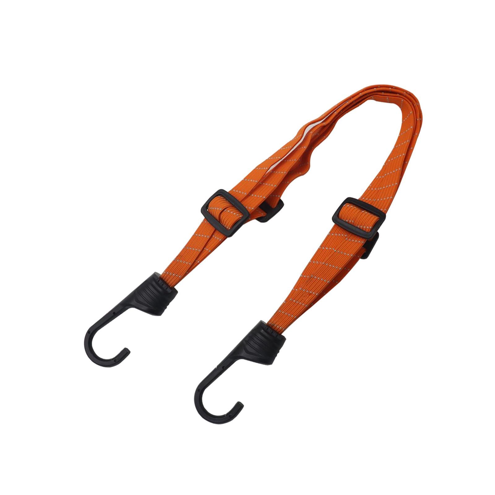 4Pcs Motorcycle Luggage Helmet Elastic Strap Convenient Tool with Arch Hooks Orange 60cm