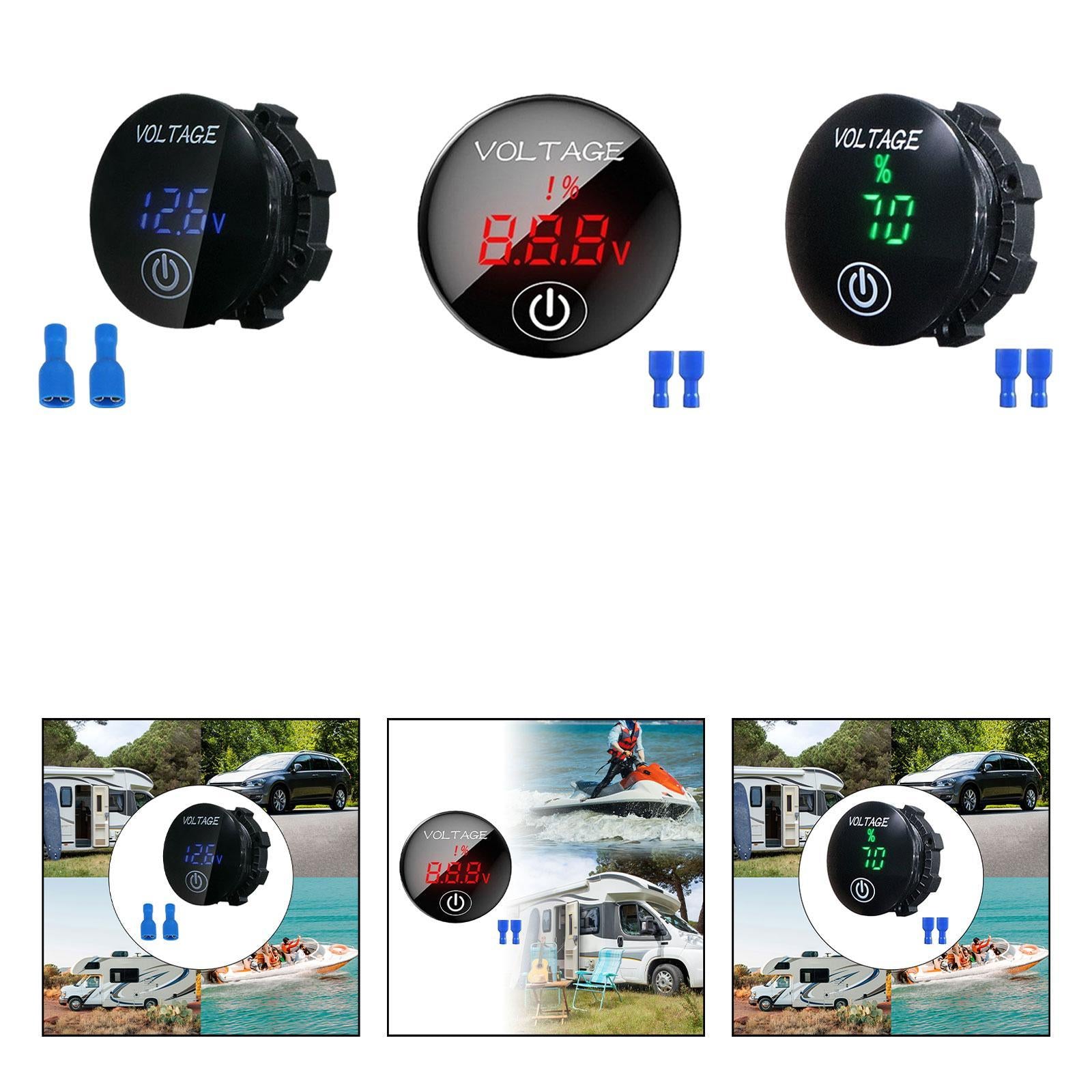 Car Gauge Voltmeter 12V-24V Easily Install Multipurpose Sturdy Voltmeter blue