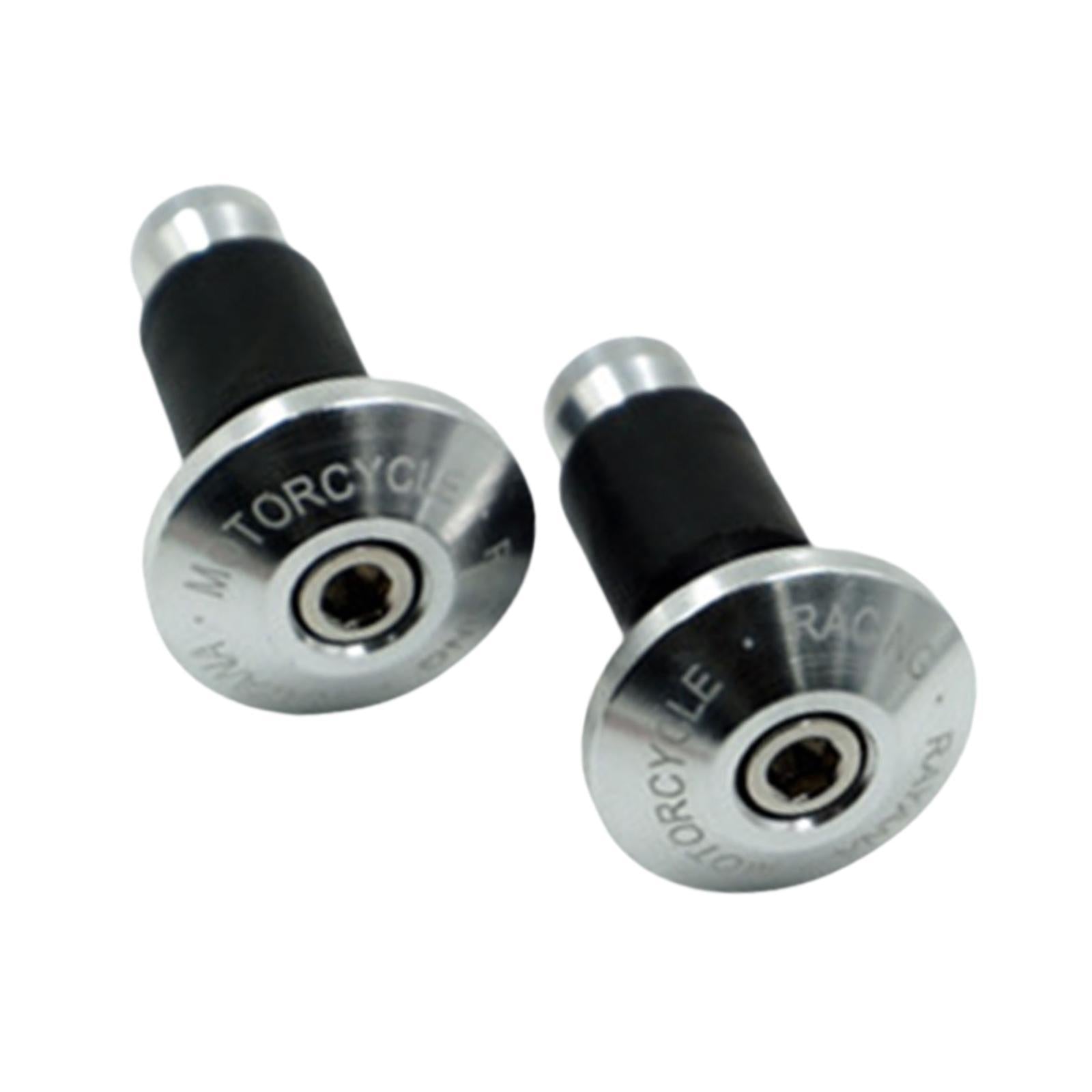 2 Pieces Motorcycle Handlebar Ends Sturdy Spare Part Motorcycle Bar End Cap silver