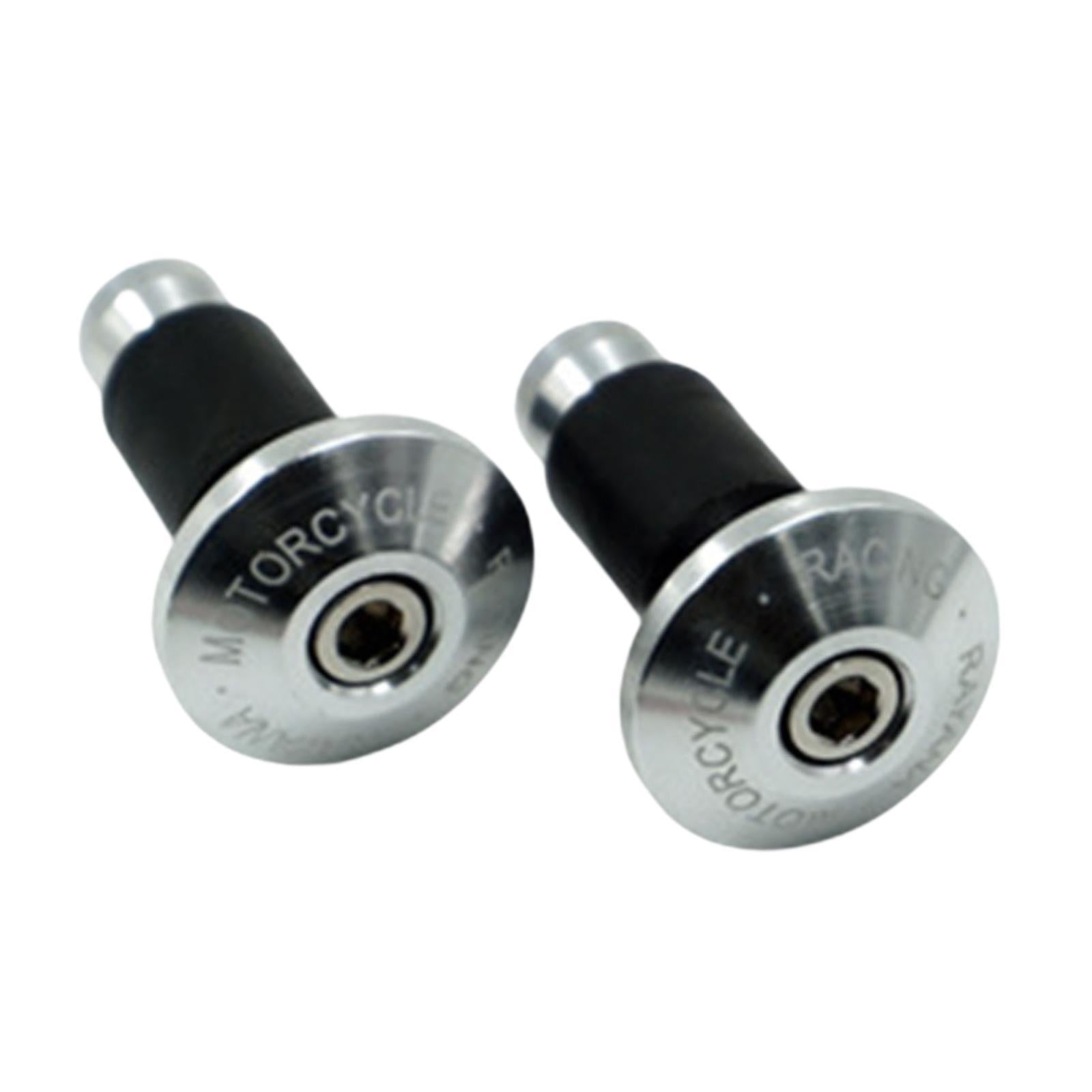 2 Pieces Motorcycle Handlebar Ends Sturdy Spare Part Motorcycle Bar End Cap silver