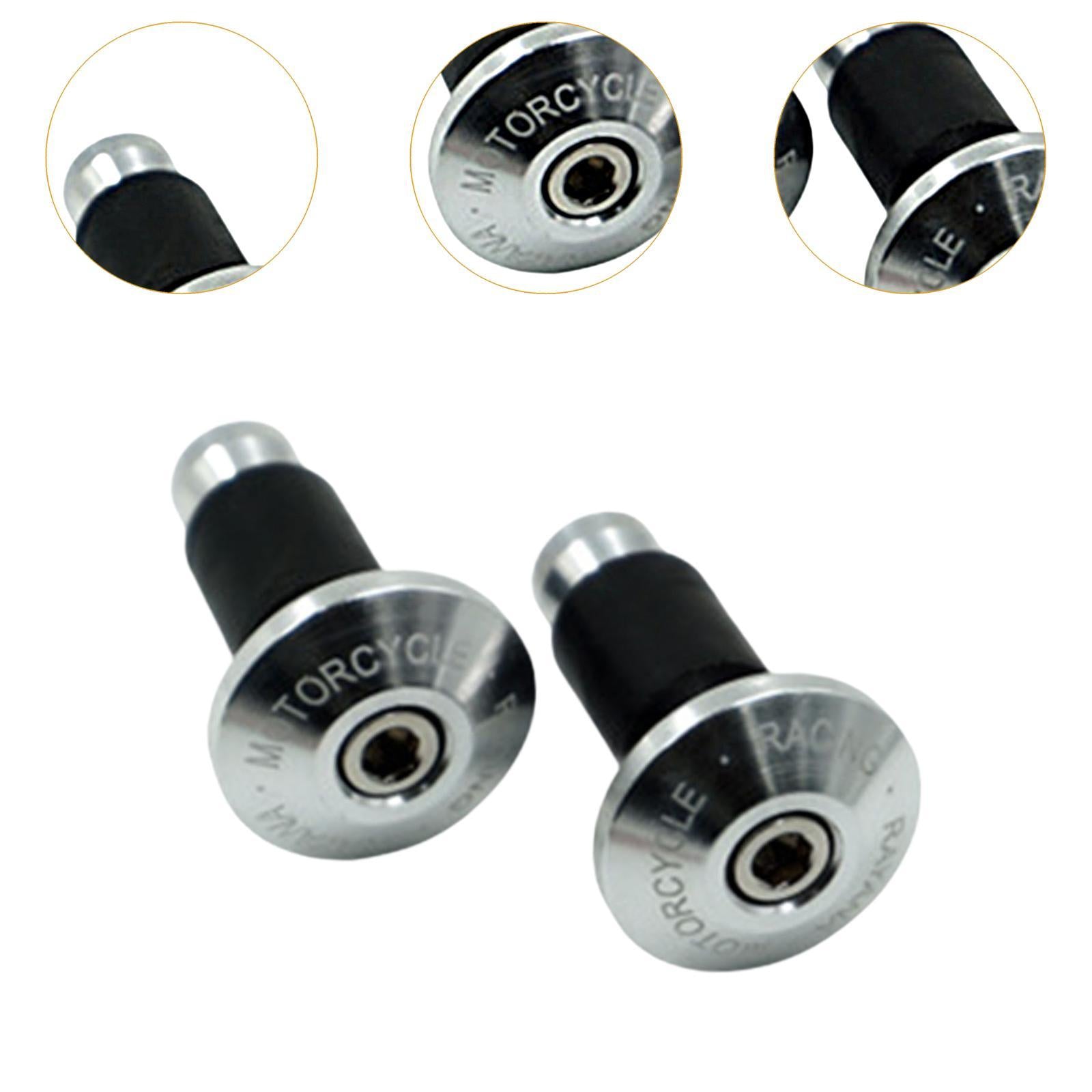 2 Pieces Motorcycle Handlebar Ends Sturdy Spare Part Motorcycle Bar End Cap silver