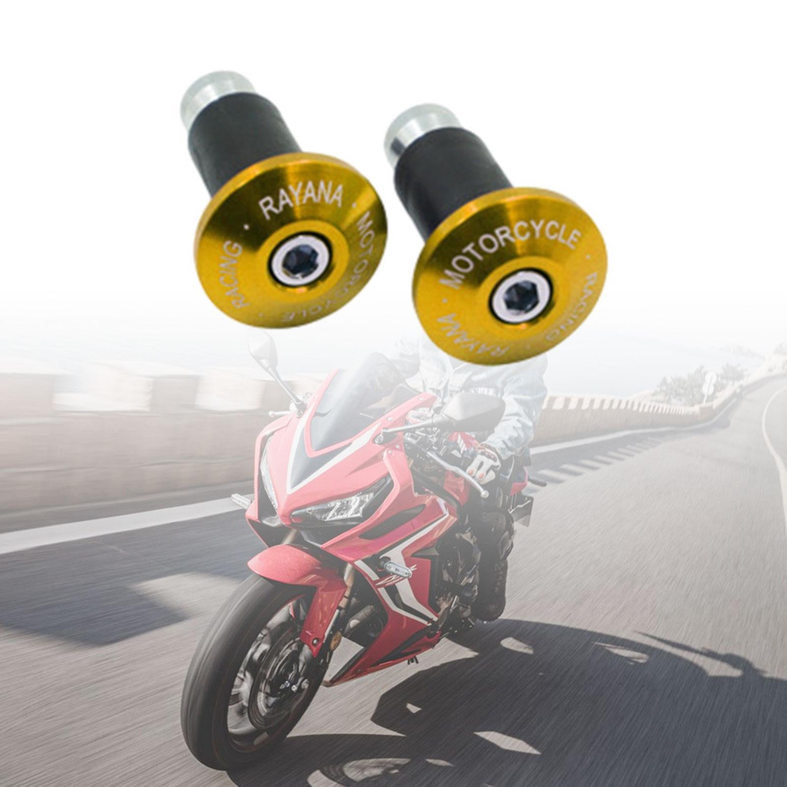 2 Pieces Motorcycle Handlebar Ends Sturdy Spare Part Motorcycle Bar End Cap gold