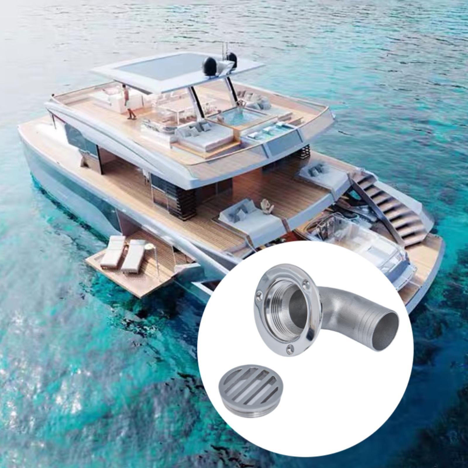 Stainless Steel Marine Deck Drain Easy to Install Replace Heavy Duty Scupper 32mm