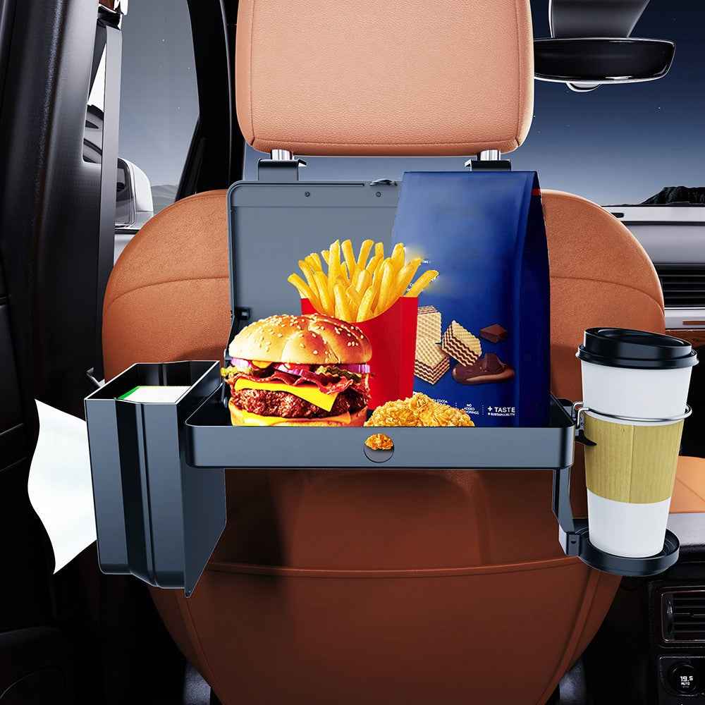 K255 Car Back Seat Food Tray Cup Holder Tissue Box Storage Rack Plastic Expandable Organizer