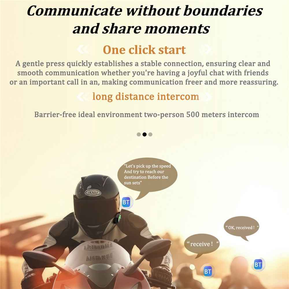 BT26 500m Intercom Motorcycle Helmet Bluetooth-Compatible Headset Waterproof Noise Cancelling Earphone