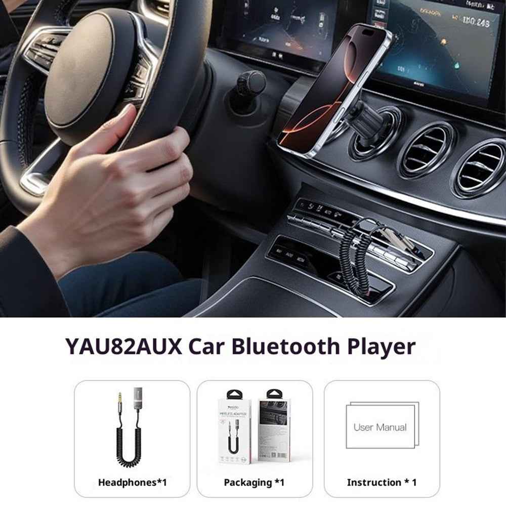YESIDO YAU82 3.5mm AUX Car Bluetooth-Compatiable Audio Player CD-Quality Sound - Black