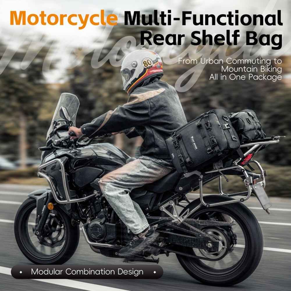 WEST BIKING 20L Large Capacity Motorcycle Side Bag Full Open Riding Bag Anti-Slip Mesh Pocket for Motorbike Travel