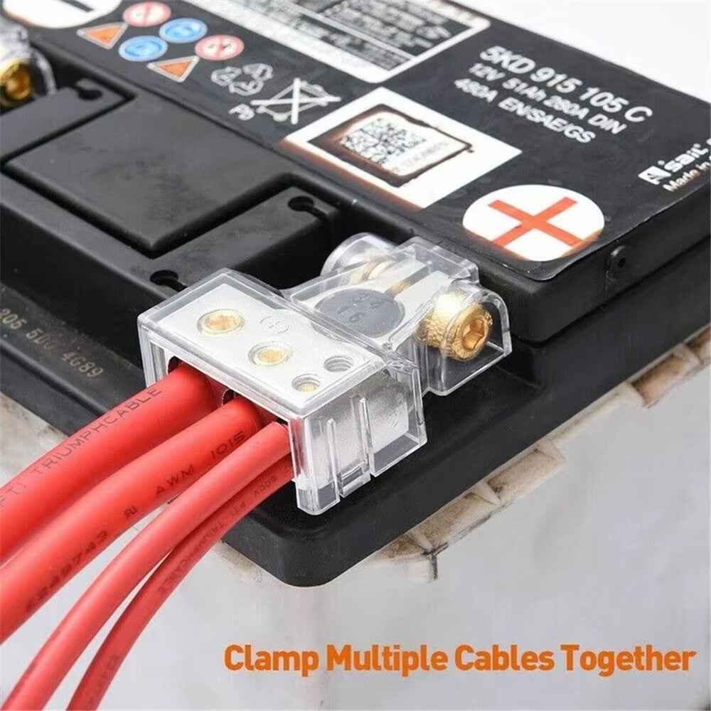 2Pcs Positive and Negative Car Battery Terminal Connectors for Automotive / Marine Battery Clamps - Gold