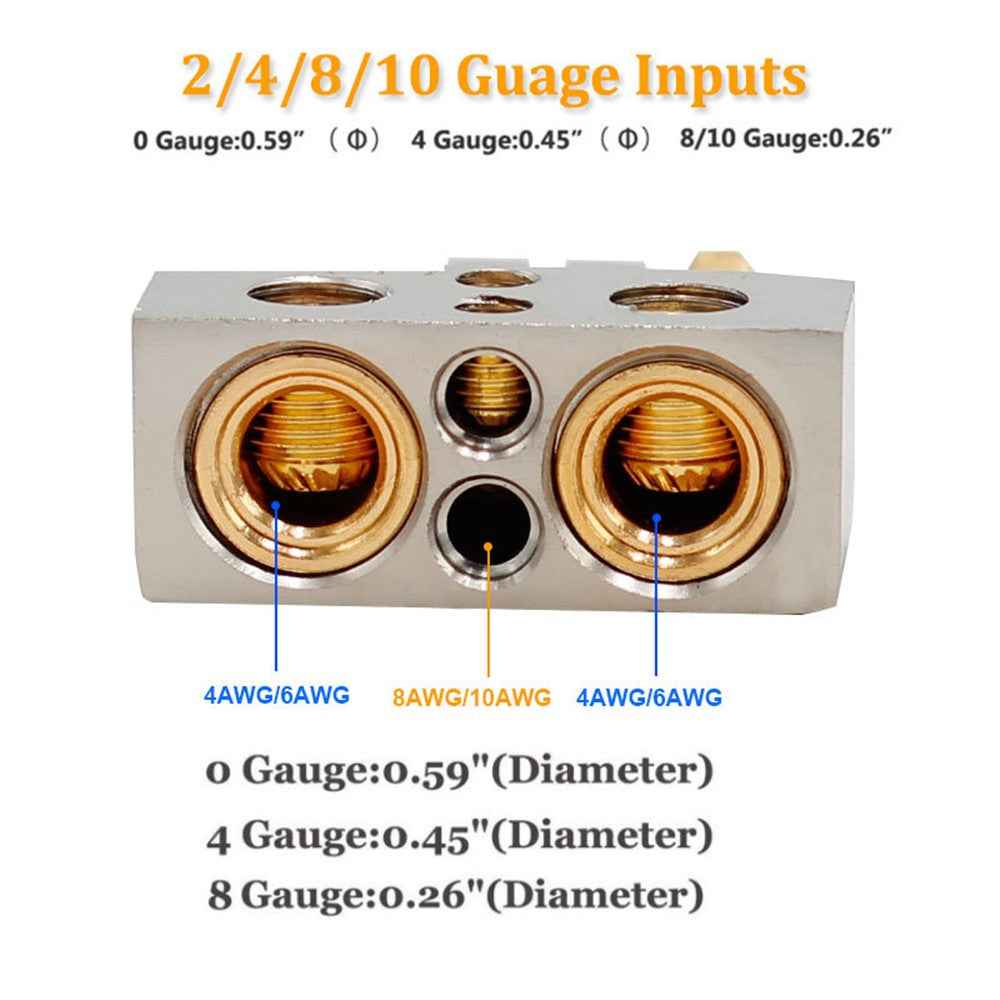 2Pcs Positive and Negative Car Battery Terminal Connectors for Automotive / Marine Battery Clamps - Gold