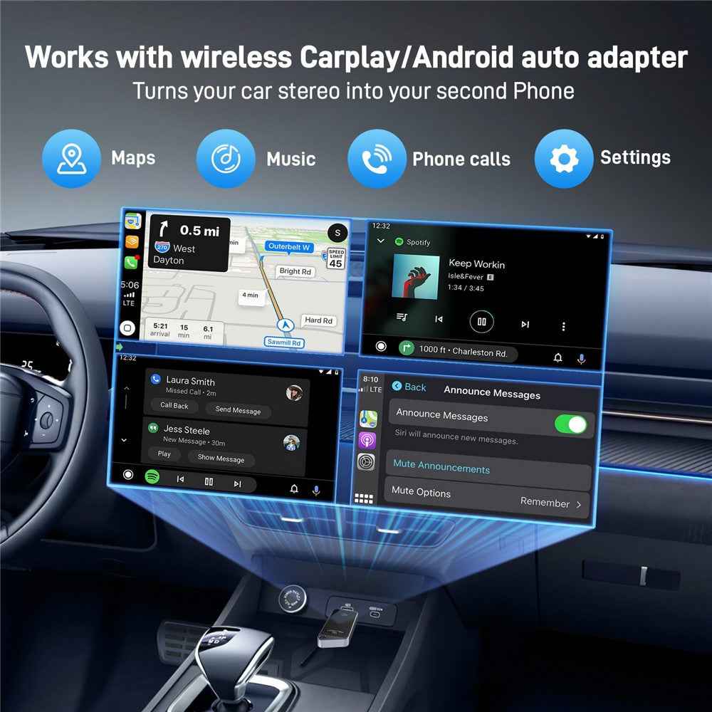 K82 Mini Wireless Carplay Adapter Low Latency Android Auto Adapter