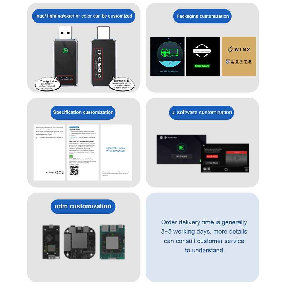 Wireless Carplay Adapter CarPlay Smart Box Convert Wired to Wireless Dongle for Apple Android