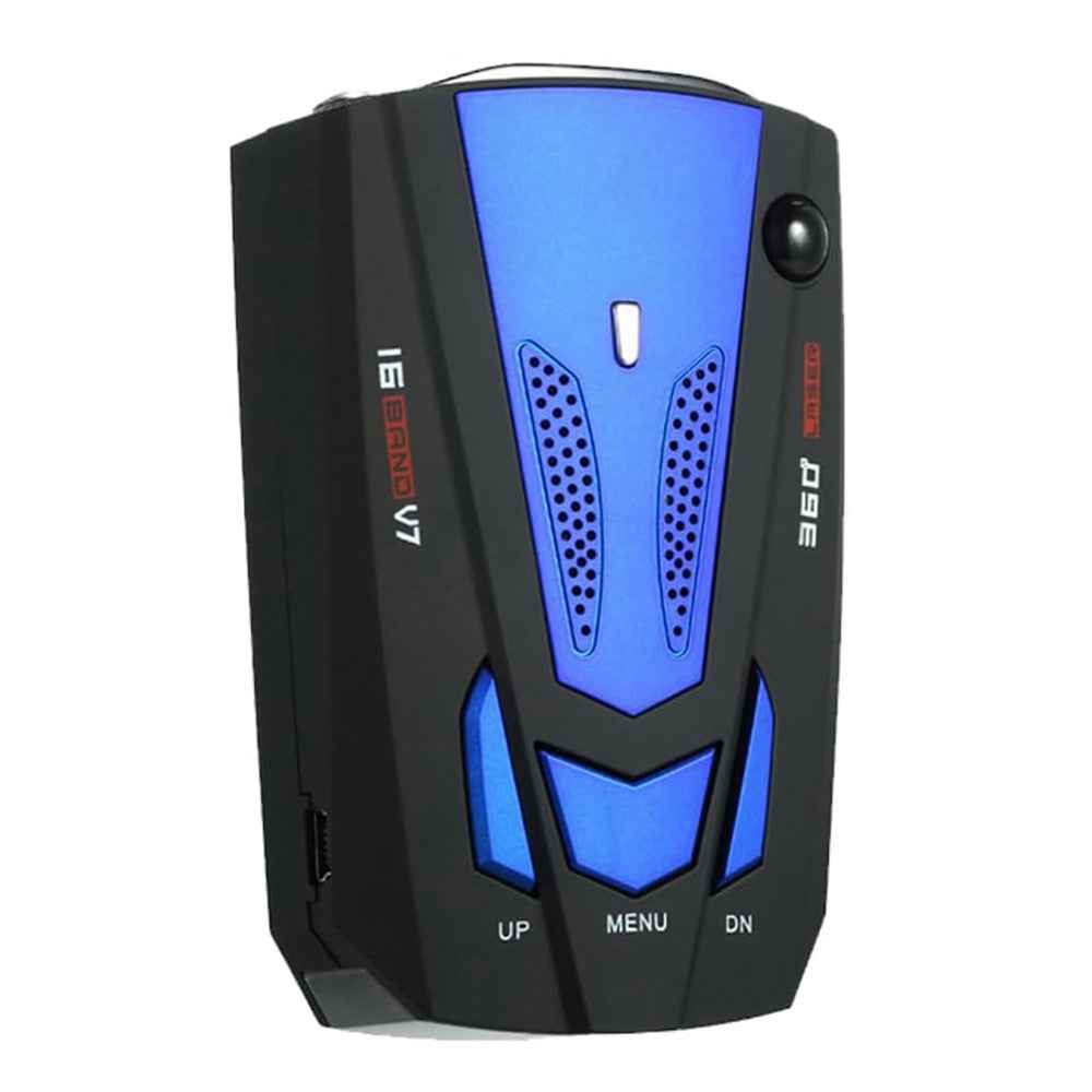 V7 Car Speed Radar Detector Electronic GPS Speed Alert System for Vehicle , Russian Language - Blue
