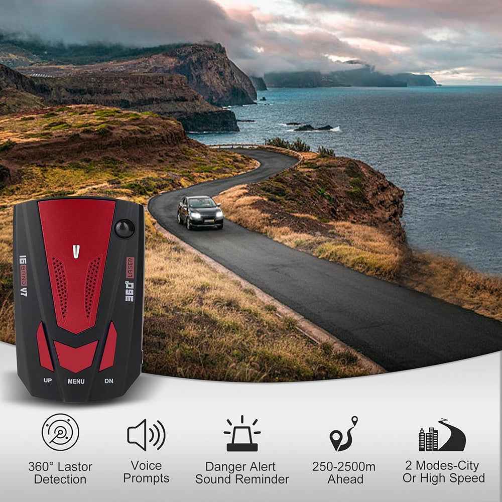 V7 Car Speed Radar Detector Electronic GPS Speed Alert System for Vehicle , Russian Language - Blue