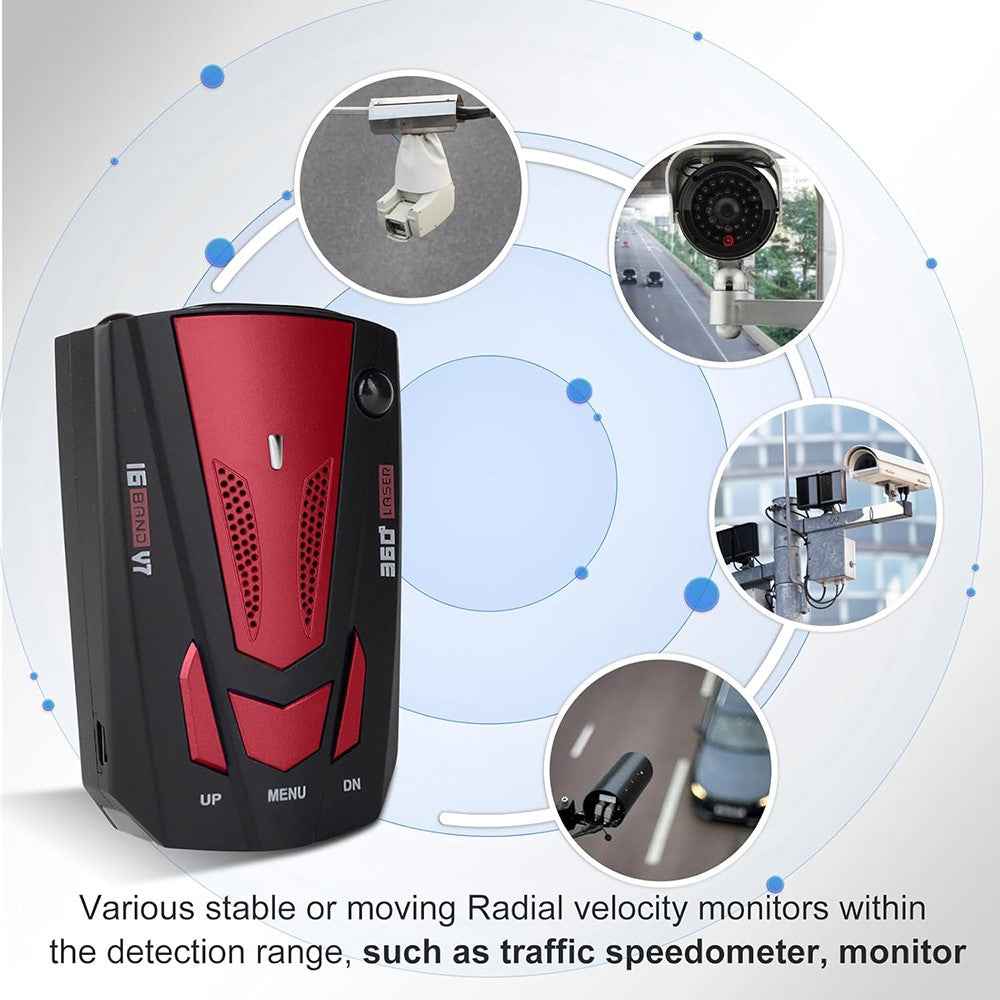 V7 Car Speed Radar Detector Electronic GPS Speed Alert System for Vehicle , Russian Language - Black