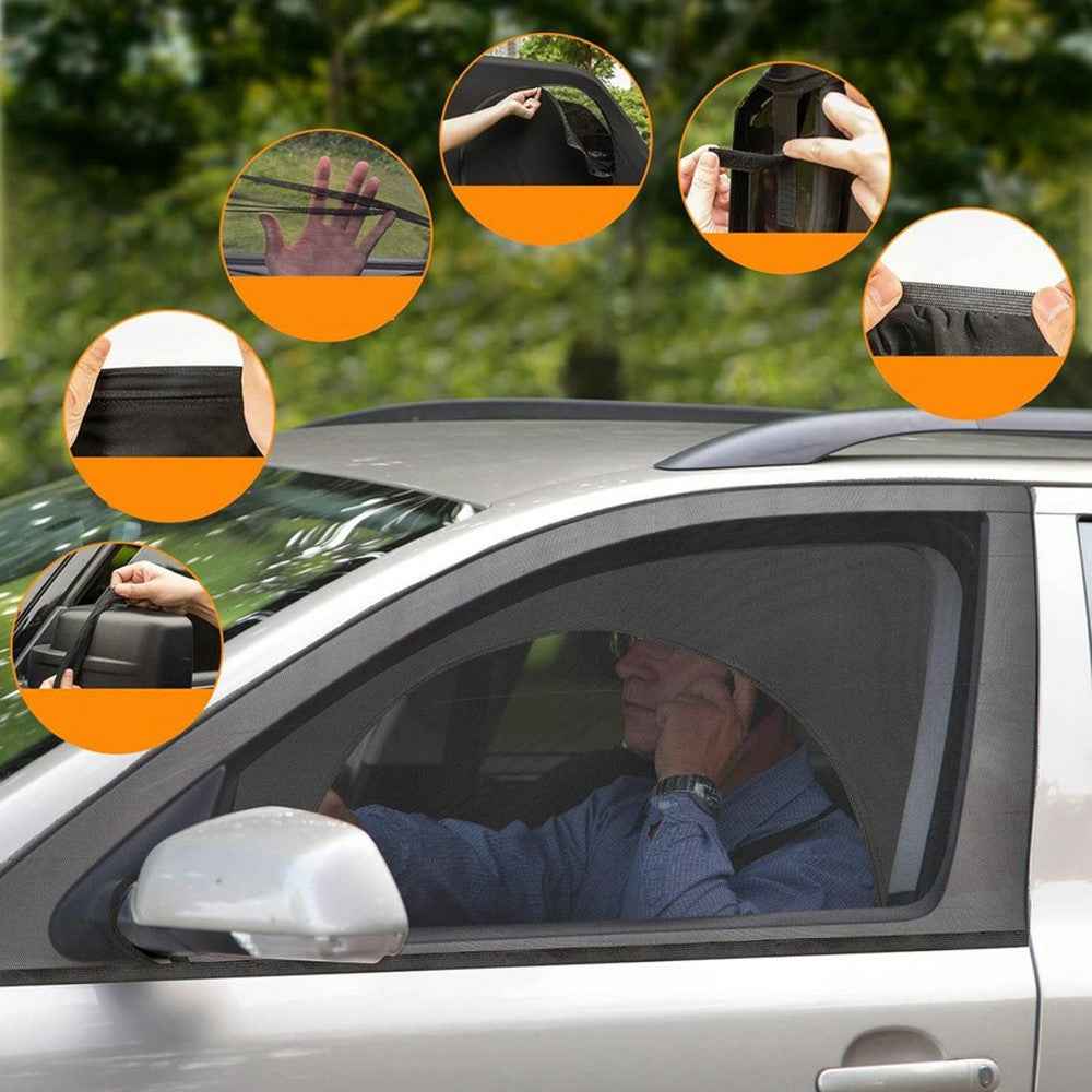 2Pcs Car Window Shade Front / Rear Side Window Sun Shade Breathable Privacy Curtain with Zipper - Front Side