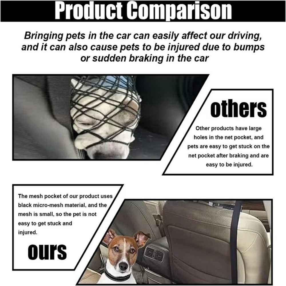 Car Pet Barrier Safety Net with Hooks Oxford Cloth Dog Backseat Divider Mesh Fence for Vehicle