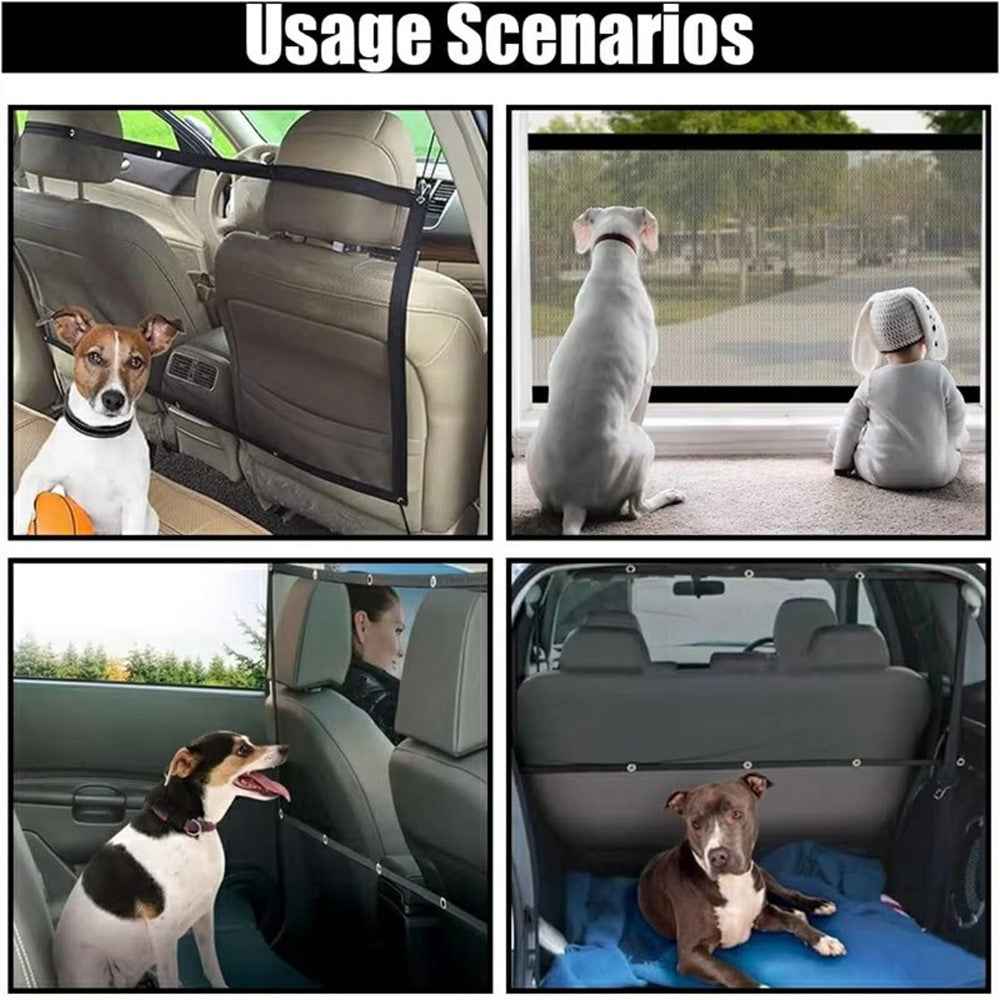 Car Pet Barrier Safety Net with Hooks Oxford Cloth Dog Backseat Divider Mesh Fence for Vehicle