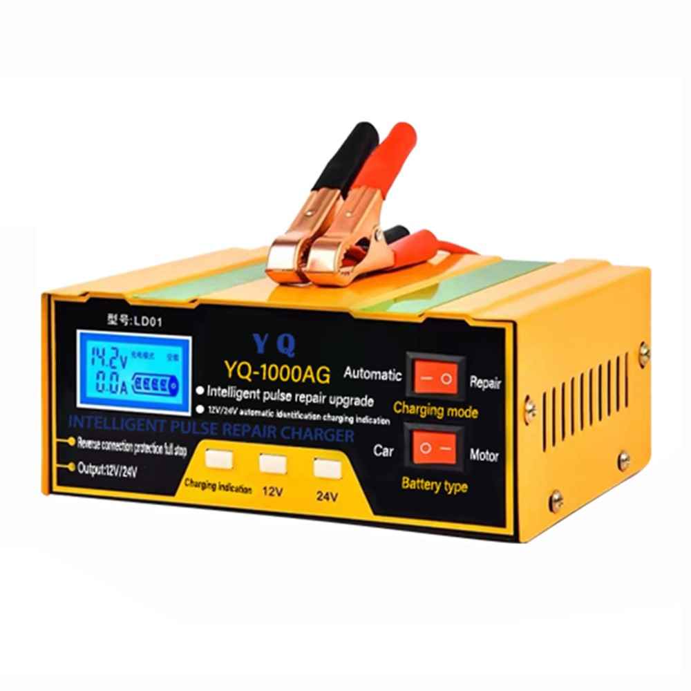 YQ-1000AM Intelligent Car Battery Charger 12V 24V Auto Motorcycle Battery Maintainer High Power Smart Charger