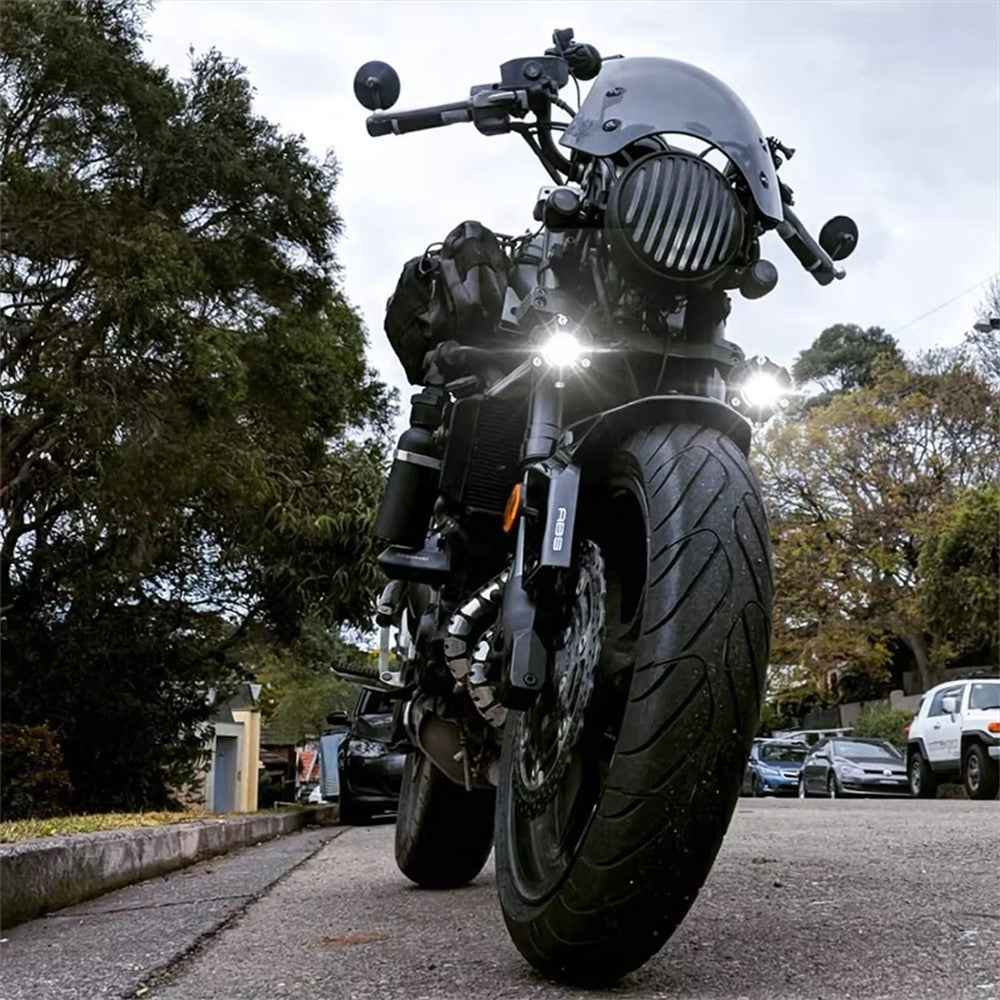 V05 1 Pair Motorcycle LED Fog Lights IP67 Waterproof Aluminum Alloy Housing High Low Beam Spotlight
