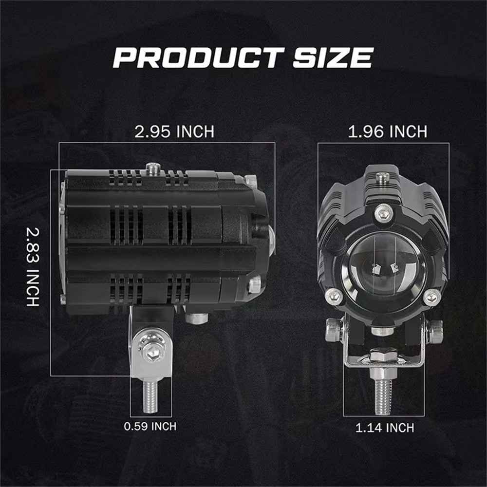 V05 1 Pair Motorcycle LED Fog Lights IP67 Waterproof Aluminum Alloy Housing High Low Beam Spotlight