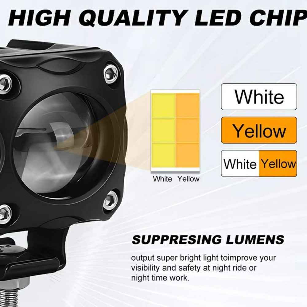 TR1 Single Lens Dual Color High Low Beam Fog Lamp IP65 Waterproof 12V / 24V Car Driving Headlight