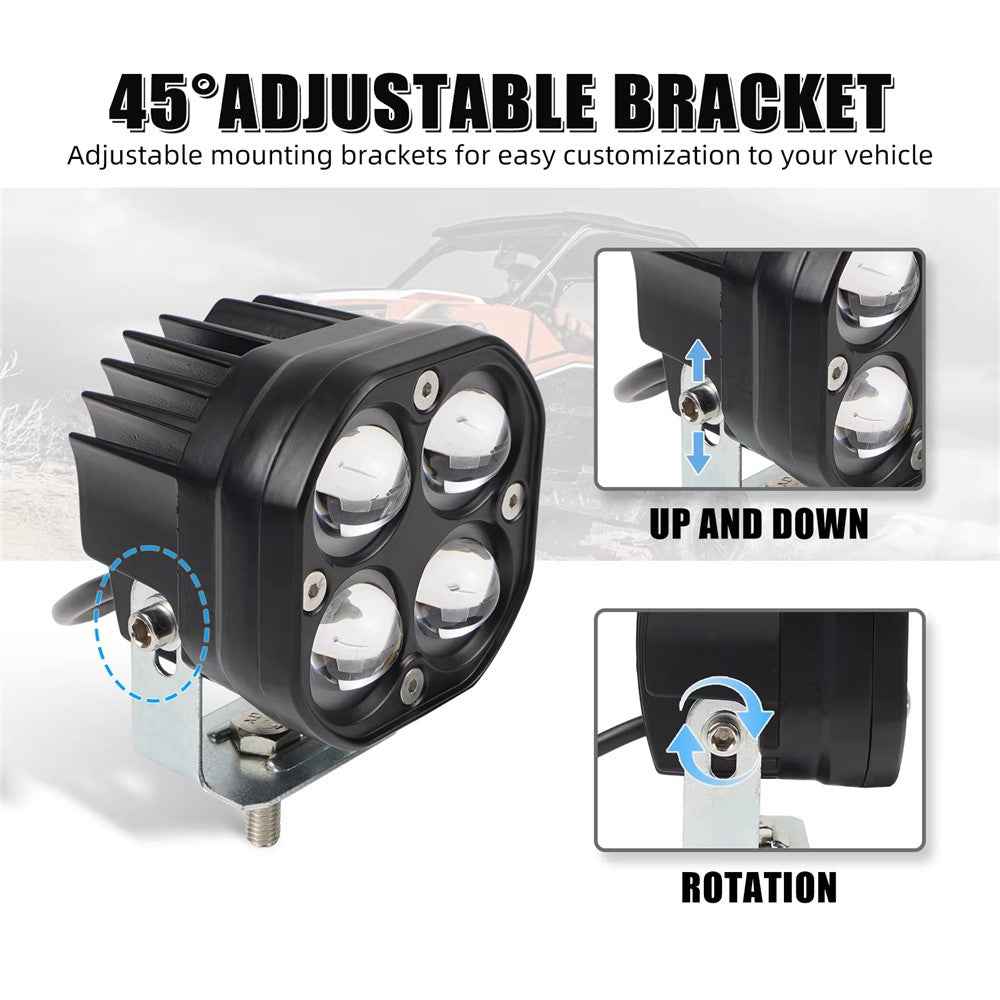 D2 30W Square Spotlight Yellow and White Dual Color Motorcycle LED Work Light 12V / 24V Off Road Fog Lamp