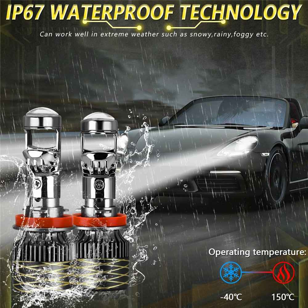 N9 2Pcs H11 Car Headlamp Mini Lens High Brightness LED Headlight IP67 Waterproof Automotive Front Light