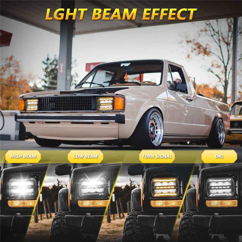 5 x 7 Inch Square LED Headlight High Brightness IP67 Waterproof High Low Beam Truck Front Headlamp