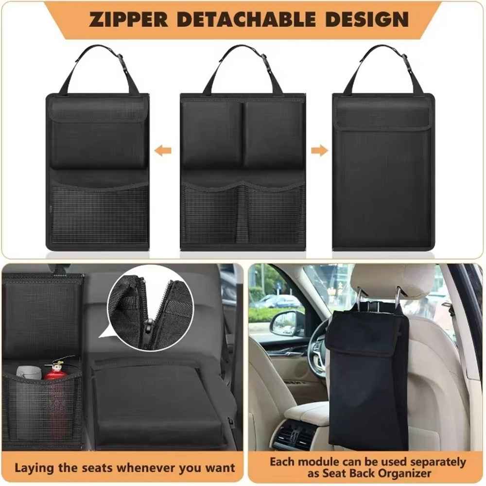 Car Trunk Organizer Sundries Storage Bag Oxford Cloth Multi-Pocket Backseat Hanging Pouch - Black
