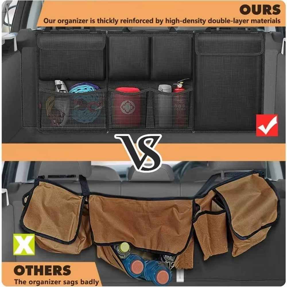 Car Trunk Organizer Sundries Storage Bag Oxford Cloth Multi-Pocket Backseat Hanging Pouch - Grey