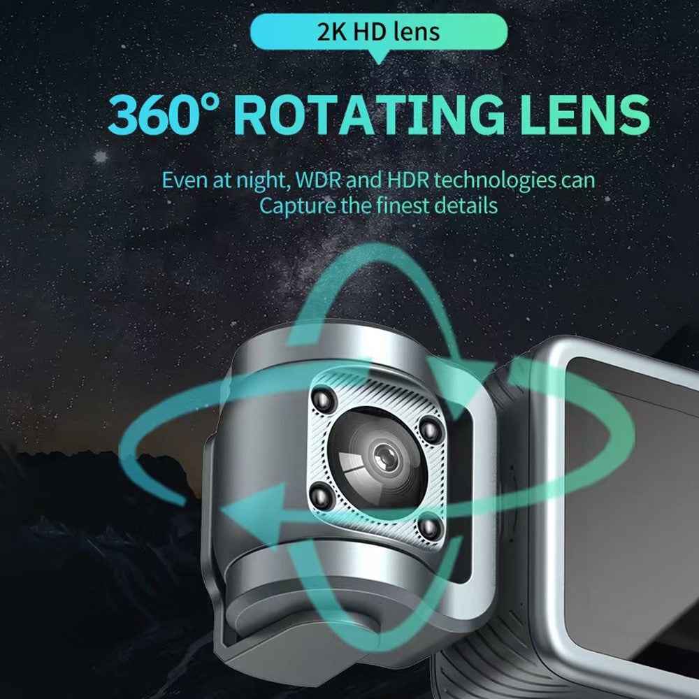 4K Dual Lens Dash Cam Night Vision WiFi Car DVR Front and Inside Camera Recorder with 360 Degree Rotatable Lens