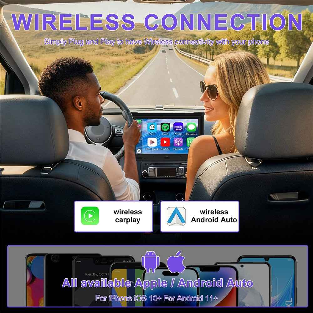 CP025 2 in 1 Wireless CarPlay Android Auto Adapter Wi-Fi 6 5GHz Car Connectivity Module Wired to Wireless Plug Play Car Link Box - White